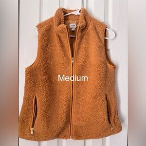 J.Crew Teddy sherpa vest in Warm Caramel Medium